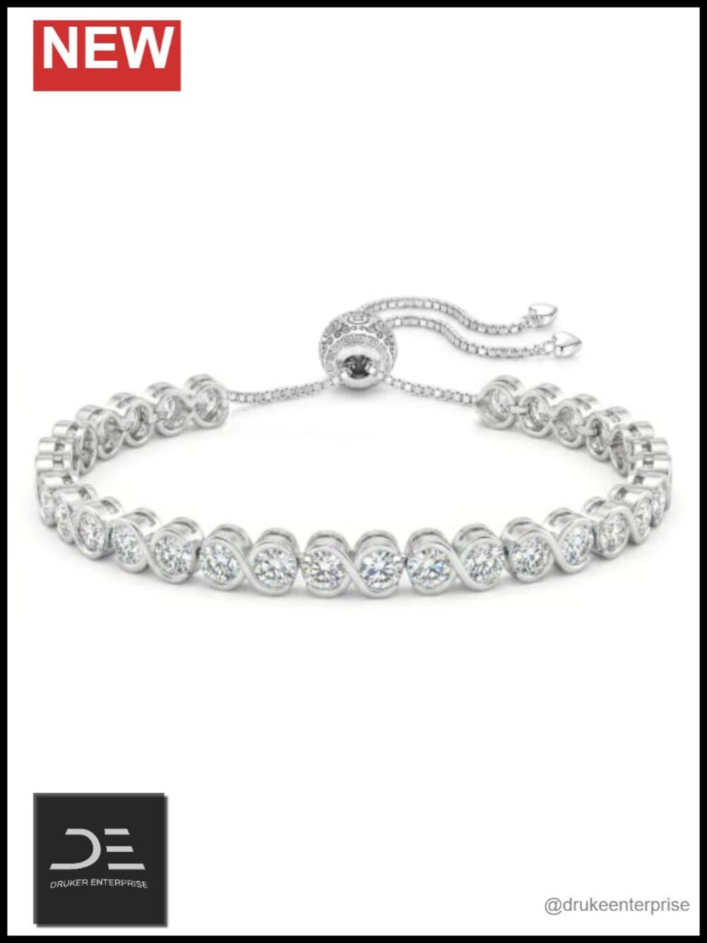 11.11ct Moissanite Tennis Bracelet 925 Sterling Silver Adjustable